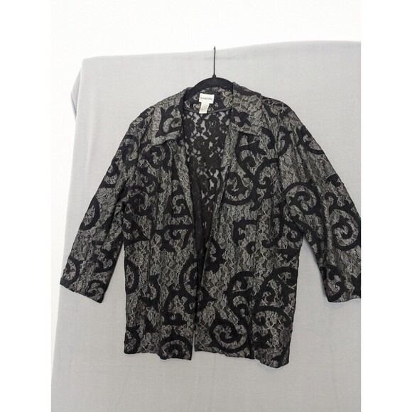 Chicos Jacket Womens Size 2/L Black‎ Lace Sheer Mature Career Office Whimsygoth - Picture 2 of 11